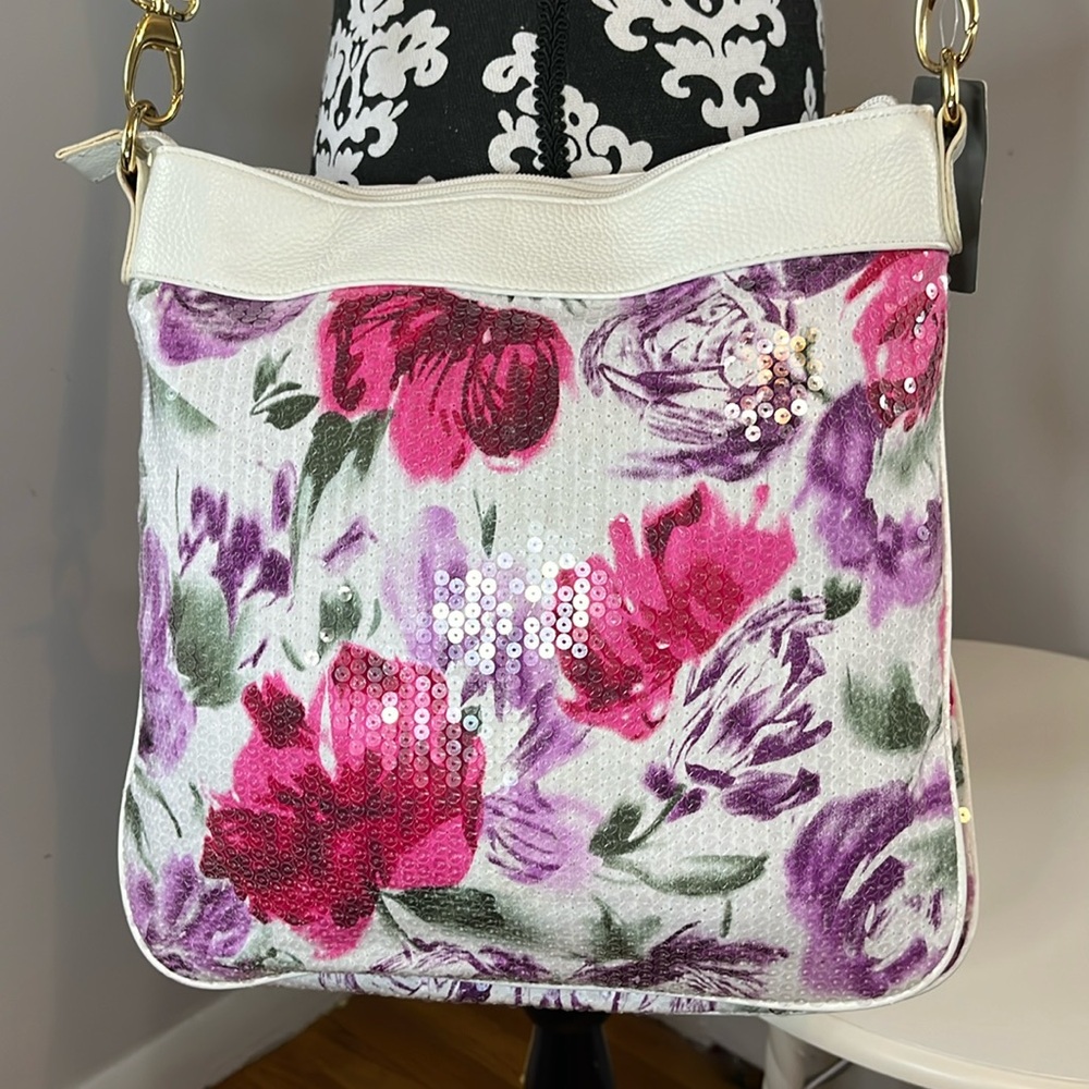 Sharif RARE Floral Sequin Leather Tassel Shoulder Crossbody Bag NWT MSRP $459 - Picture 4 of 16